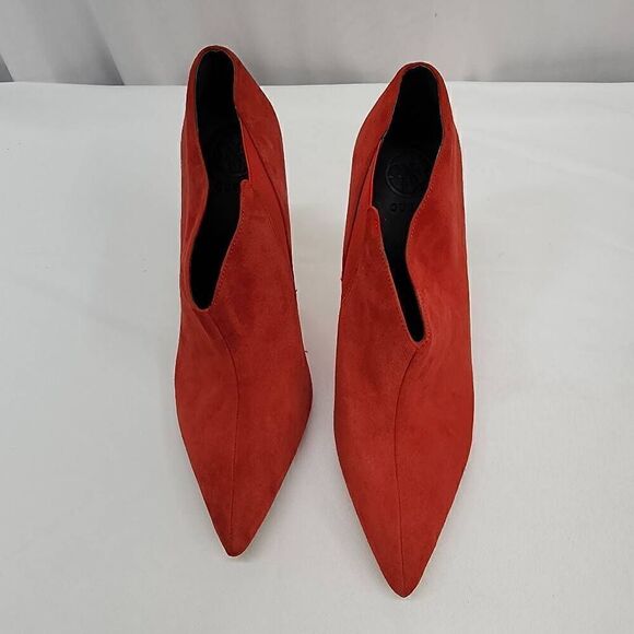 Guess Size 8.5 Ondrea Red Suede Pointed Toe Heeled Ankle Boots F - Picture 13 of 13